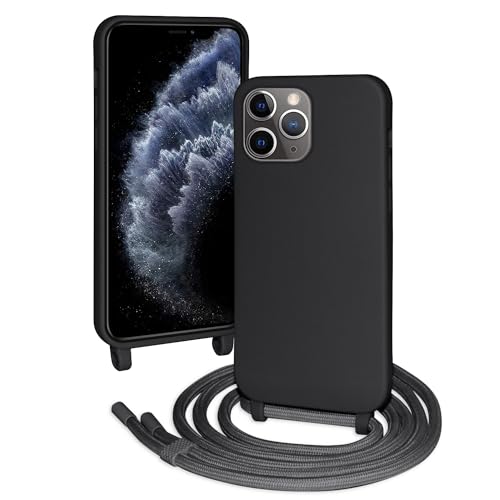 FERLAN Silikon Handykette für iPhone 11 Pro Max Hülle mit Band,Stylische Verstellbarer Halskette Handyhülle,Necklace Hülle mit Band,Handyhülle für zum Umhängen,Schwarz von FERLAN