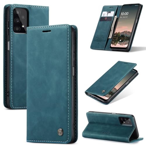 FERLAN Wallet Serie Handyhülle für Samsung Galaxy A32 5G/M32 5G Hülle,Leder Klappbar Flip Case Cover 360 Stoßfeste Case für Samsung Galaxy A32 5G/M32 5G,Blau von FERLAN