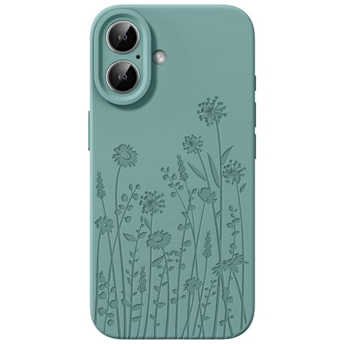 FEWGEY Schutzhülle für iPhone 16, Flüssigsilikon, kompatibel mit Magsafe, niedliches grünes Blumendesign, stoßfest, strapazierfähig, für Damen, Mädchen, Männer, Jungen FEWGEY Schutzhülle für iPhone 16, Flüssigsilikon, kompatibel mit Magsafe, niedliches grünes Blumendesign, stoßfest, strapazierfähig, für Damen, Mädchen, Männer, Jungen von FEWGEY