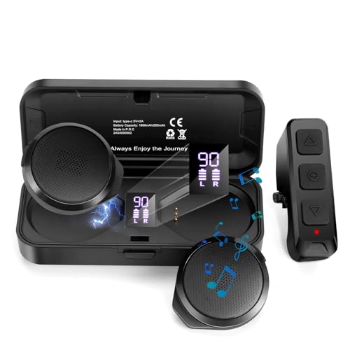 Motorradhelm-Headset mit Fernbedienung - Keine Installation True Wireless Helm-Lautsprecher mit Ladebox, 50+ Stunden Arbeitszeit Headsets LED-Display für Outdoor-Sportarten Skifahren/Motorrad/Klettern Motorradhelm-Headset mit Fernbedienung - Keine Installation True Wireless Helm-Lautsprecher mit Ladebox, 50+ Stunden Arbeitszeit Headsets LED-Display für Outdoor-Sportarten Skifahren/Motorrad/Klettern von FEYA