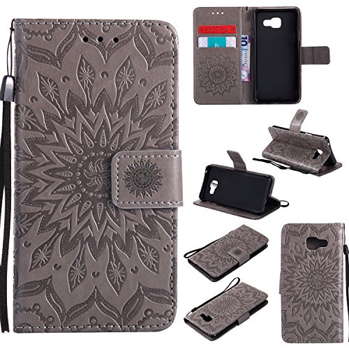 FEYYXI Handyhülle für Galaxy A3 (2016) Hülle Leder Schutzhülle Brieftasche mit Kartenfach Stoßfest Handyhülle Case für Samsung Galaxy A3 2016 - FEKT20132 Grau von FEYYXI