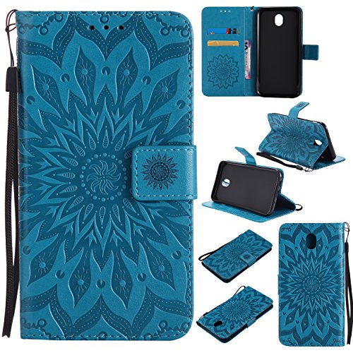 FEYYXI Handyhülle für Galaxy J7 2017 / J7 Pro 2017 Hülle Leder Schutzhülle Brieftasche mit Kartenfach Stoßfest Handyhülle Case für Samsung Galaxy J7 2017 - FEKT30858 Blau von FEYYXI