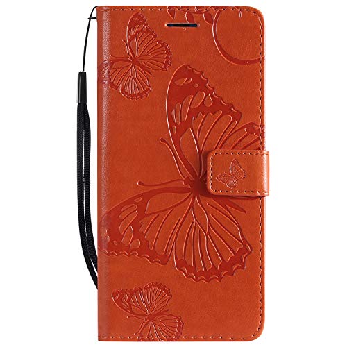 FEYYXI Handyhülle für Huawei Y7 2019/Y7 Pro 2019 Hülle Leder Schutzhülle Brieftasche mit Kartenfach Stoßfest Handyhülle Case für Huawei Y7 Prime 2019 - FEKT41381 Orange von FEYYXI