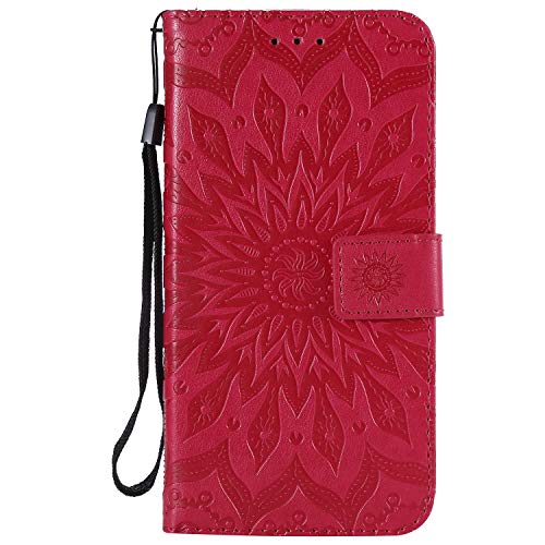 FEYYXI Handyhülle für LG X Power 3 Hülle Leder Schutzhülle Brieftasche mit Kartenfach Stoßfest Handyhülle Case für LG XPower 3 - FEKT31463 Rot von FEYYXI
