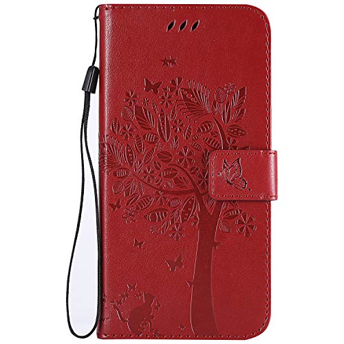 FEYYXI Handyhülle für LG X Power 3 Hülle Leder Schutzhülle Brieftasche mit Kartenfach Stoßfest Handyhülle Case für LG XPower 3 - FEKT51775 Rot von FEYYXI