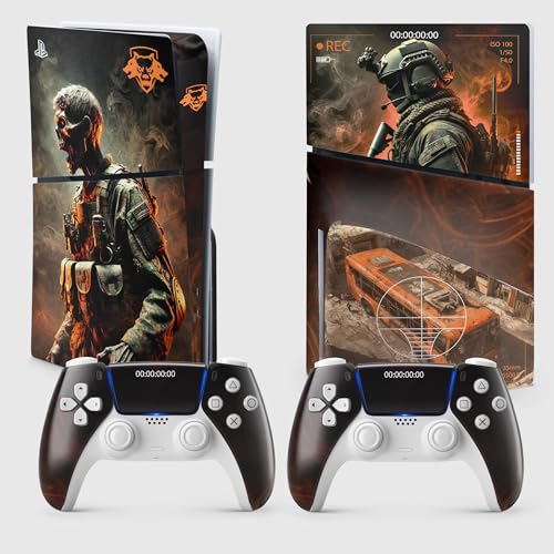 Aufkleber für PS5 Black Ops 6, selbstklebend, PS 5 Gaming, Konsole und Controller, Slim Edition Skin COD (2 Controller) von FFrame