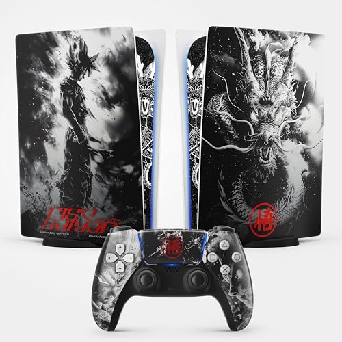 FFrame Dragon Warrior PS5 Aufkleber, Aufkleber für Playstation 5 Manga, Konsole und Controller, Digital Standard Edition, PS5 Warrior Skin (1 Controller) von FFrame