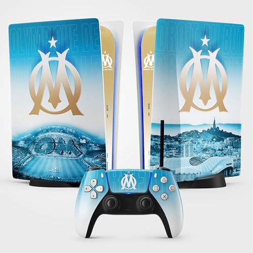 FFrame PS5 Fußball-Aufkleber, Aufkleber für Playstation 5 Fußball, Konsole und Controller, Standard Disc Edition, Marseille PS5 Skin (2 Controller) von FFrame