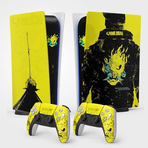 PS5 Skin Cyber Punk Sticker, Aufkleber für Playstation 5, Konsole und Controller, Standard Edition Digital, Skin V (2 Controller) von FFrame