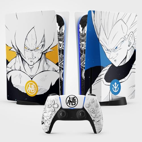 PS5 Skin Saiyan Sticker, Aufkleber für Playstation 5 Konsole und Controller, Disc Standard Edition, Weltraumkrieger PS5 Skin (1 Controller) von FFrame