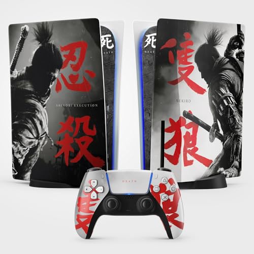 PS5 Skin Samurai Sticker, Aufkleber für Playstation 5r, Konsole und Controller, Standard Edition Disc, Shinobi Skin (1 Controller) von FFrame