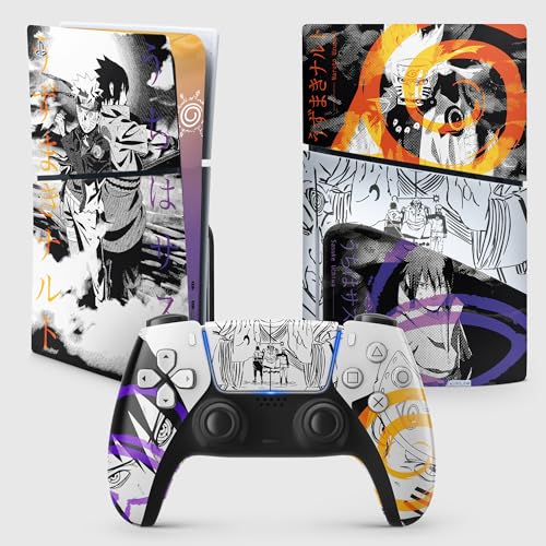 PS5 Skin Slim Naruto, Aufkleber Playstation 5 Manga, Konsole und Controller, Edition Slim Disk, Skin Hokage PS5 (2 Controller) von FFrame