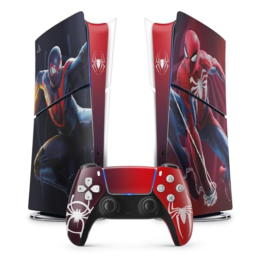 PS5 Skin Spider Sticker, Aufkleber für Playstation 5, Konsole und Controller, Slim Edition Digital, Skin Miles Moralles (2 Controller) von FFrame