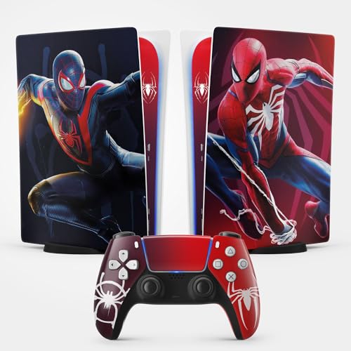 PS5 Skin Spider Sticker, Aufkleber für Playstation 5, Konsole und Controller, Standard Edition Digital, Skin Miles Moralles (1 Controller) von FFrame