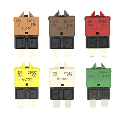 5 Stück Leistungsschalter Klingensicherung Autozubehör Manueller Reset Sicherungsadapter Reset for Auto LKW Boot Marine Circuit Protection (Color : 20a Yellow) von FGAHVZZY