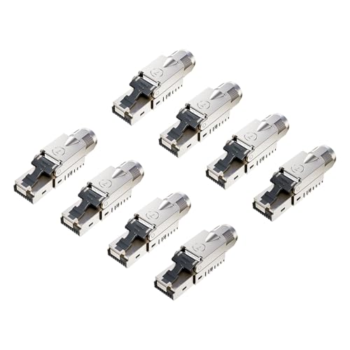 FGB 10 Gbps RJ45 CAT7 Netzwerkstecker LSA Geschirmt Werkzeuglos für Verlegekabel 600MHz für Patchkabel Verlegekabel CAT8 CAT7 CAT6A, 8 Stück von FGB