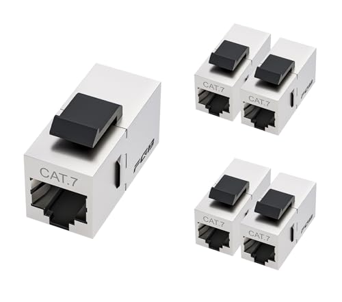 FGB 10Gbps Cat7 Keystone Modul RJ45 geschirmt Kupplung Buchse Netzwerk Patchpanel Keystone Ethernet Kupplung Netzwerk verbinder (5 Stück, Silber) von FGB