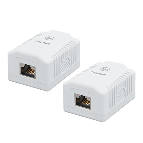 FGB 2x Cat6A Aufputz Netzwerkdose 1 Port RJ45 Buchse Geschirmt Aufputz Montage 10 Gbit/s Ethernet Netzwerk LAN Dose Für Verschiedenste Anwendungsbereiche Weiß von FGB