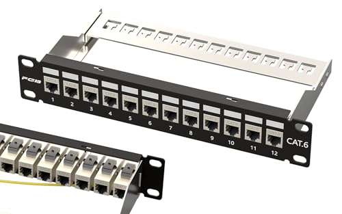 FGB Patchpanel mit 12 Port und Cat6 Rack Mountable Network Patch Panel Rj45 Shielded Keystone Coupler with Backplane 1U nline Kevstone, Netzwerk-Patchpanel für Gigabit-Netzwerk-Switch FGB Patchpanel mit 12 Port und Cat6 Rack Mountable Network Patch Panel Rj45 Shielded Keystone Coupler with Backplane 1U nline Kevstone, Netzwerk-Patchpanel für Gigabit-Netzwerk-Switch von FGB