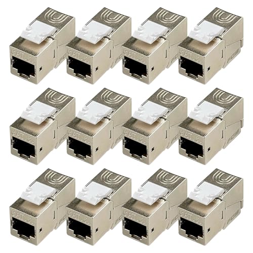 FGB 10Gbps RJ45 Kupplung Cat6a Keystone Koppler Modul geschirmt Keystone Jack mit Integriertem Verschluss Werkzeuglose Modulare Ethernet Netzwerk verbinder für Verlängerung Ethernet Kabel, 12 Stück FGB 10Gbps RJ45 Kupplung Cat6a Keystone Koppler Modul geschirmt Keystone Jack mit Integriertem Verschluss Werkzeuglose Modulare Ethernet Netzwerk verbinder für Verlängerung Ethernet Kabel, 12 Stück von FGB