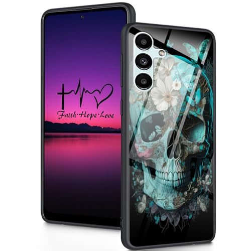 FGDRFGRW Entworfen für Galaxy S23 FE Hülle, Rückseite aus gehärtetem Glas mit weichem Silikon-Stoßschutz, Schutzhülle für Samsung Galaxy S23 FE 6,4 Zoll 2023, Totenkopf-Blume und Schmetterling FGDRFGRW Entworfen für Galaxy S23 FE Hülle, Rückseite aus gehärtetem Glas mit weichem Silikon-Stoßschutz, Schutzhülle für Samsung Galaxy S23 FE 6,4 Zoll 2023, Totenkopf-Blume und Schmetterling von FGDRFGRW