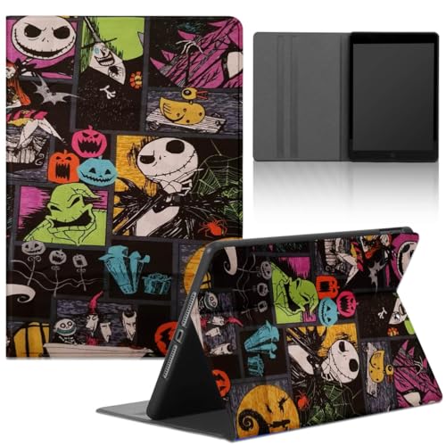 Weihnachtliche Tablet-Schutzhülle für iPad 9. / 8. / 7. Generation, Filmcartoon-Muster, Grimasse, Halloween-Design, PU-Leder, Folio-Weihnachtsrückseite, Funda für iPad 10,2 Zoll 2021/2020/2019, von FGIAZDU