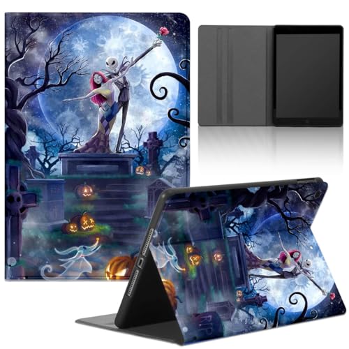 Weihnachtliche Tablet-Schutzhülle für iPad 9. / 8. / 7. Generation, Skelett-Halloween-Design, Film-Cartoon-Muster, PU-Leder, Folio-Weihnachtsrückseite, Funda für iPad 10,2 Zoll 2021/2020/2019, Kürbis von FGIAZDU