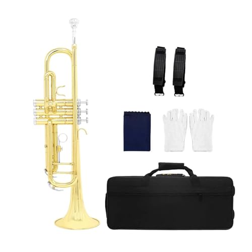 Anfänger Trompete Bb Messing Standard Trompete Set professionelles Musikinstrument Anfänger Anfänger Trompete Bb Messing Standard Trompete Set professionelles Musikinstrument Anfänger von FGRTYUX