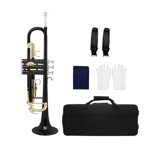 Anfänger Trompete Bb Standard-Messing-Trompetenset professionelles Musikinstrument geeignet für Anfänger von FGRTYUX