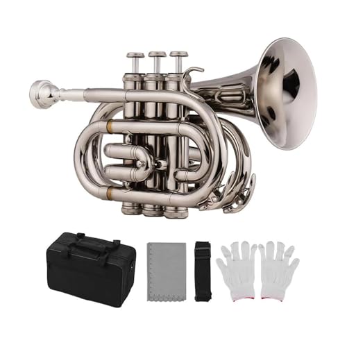 Anfänger Trompete Mini-Trompete Bb Flat Brass Musikinstrumentenset(Silver) von FGRTYUX