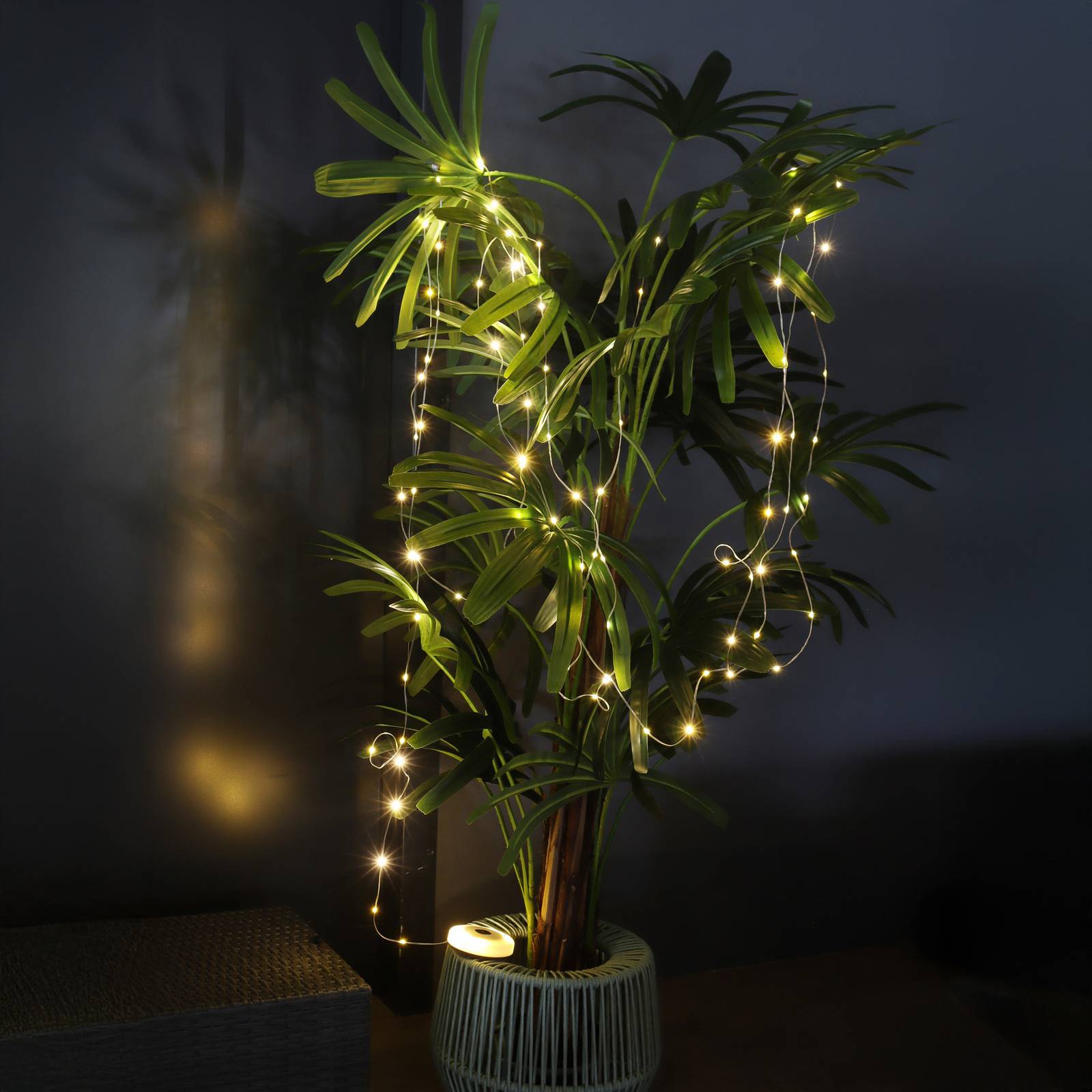 LED-Lichterkette Benni, weiß, 10 m, ausziehbar, Akku LED-Lichterkette Benni, weiß, 10 m, ausziehbar, Akku von FH Lighting