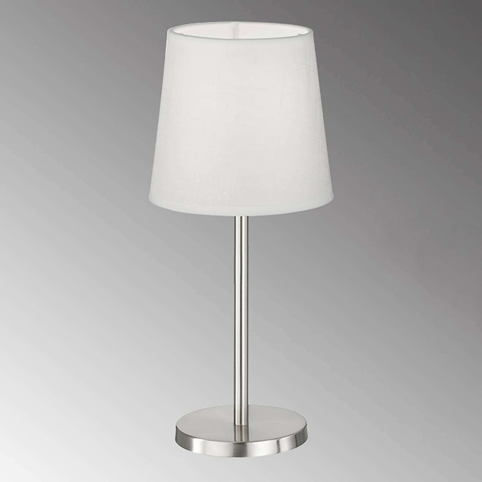 Tischleuchte Eve mit Stoffschirm, nickel matt/weiß Tischleuchte Eve mit Stoffschirm, nickel matt/weiß von FH Lighting