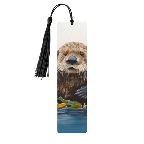 Sea Otter Holz Lesezeichen Handwerk DIY Holz Lesezeichen mit Quaste Handgemachte Lesezeichen für Buchliebhaber, Seitenmarkierungen Lesegeschenke für Geburtstag Hochzeit Party Ornament von FHEBNDS