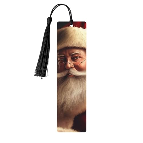 Weihnachtsmann Holz Lesezeichen Handwerk DIY Holz Lesezeichen mit Quaste Handgemachte Lesezeichen für Buchliebhaber, Seitenmarkierungen Lesegeschenke für Geburtstag Hochzeit Party Ornament von FHEBNDS