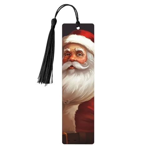 Weihnachtsmann Holz Lesezeichen Handwerk DIY Holz Lesezeichen mit Quaste Handgemachte Lesezeichen für Buchliebhaber, Seitenmarkierungen Lesegeschenke für Geburtstag Hochzeit Party Ornament von FHEBNDS