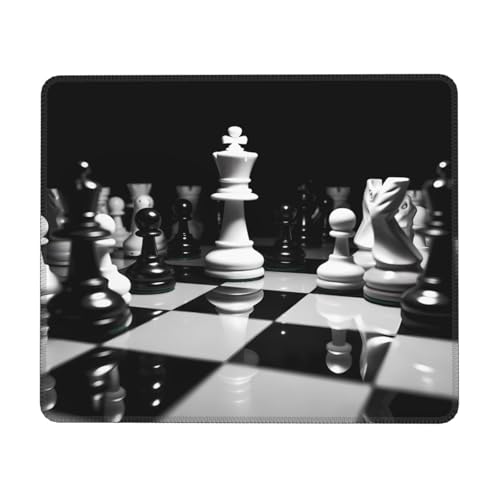Schwarz-weißes Schach-Mauspad mit genähtem Rand, personalisierbares Gaming-Mauspad, waschbares Mauspad, Lycra-Tuch, rutschfeste Gummiunterseite, Computer-Mauspad für Laptop, Büro, Zuhause, 21,1 x 26,2 Schwarz-weißes Schach-Mauspad mit genähtem Rand, personalisierbares Gaming-Mauspad, waschbares Mauspad, Lycra-Tuch, rutschfeste Gummiunterseite, Computer-Mauspad für Laptop, Büro, Zuhause, 21,1 x 26,2 von FHEDVBN