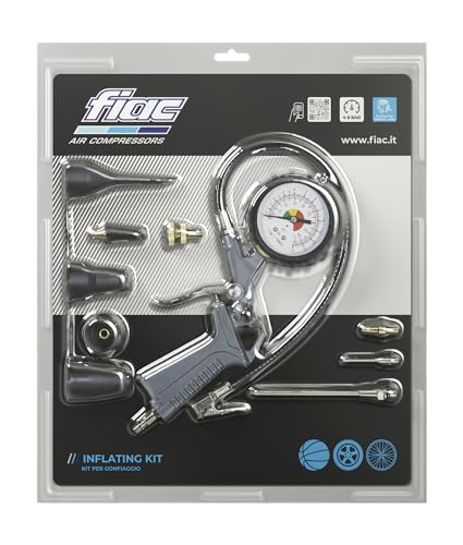 FIAC Aufblaskit für Kompressor (einschließlich Aufblaspistole, 4 Metalldüsen, 3 Kunststoffdüsen, Adapter) - Arbeitsdruck: 4-8 bar von FIAC