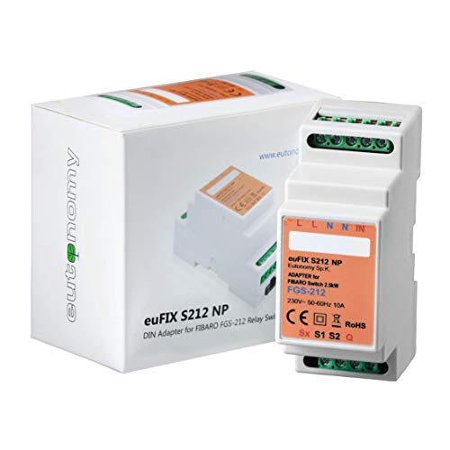 Eutonomy Adapter euFIX für die DIN-Schiene für FIBARO Relay Switch 1x2,5kW ohne Knöpfe, euFIX S212NP von FIBARO