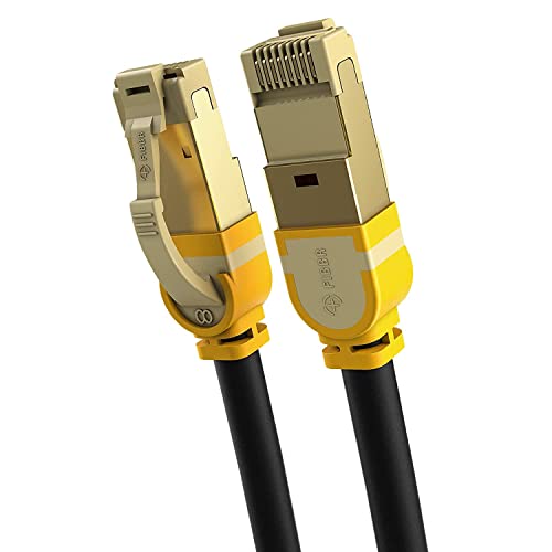FIBBR Cat 8 Ethernet-Kabel, 40Gbps 2000Mhz Hochgeschwindigkeits-Gigabit-LAN-Netzwerkkabel mit vergoldetem RJ45-Anschluss für Router, Modem, PC, Switches, Laptop (3m/9.84ft) von FIBBR
