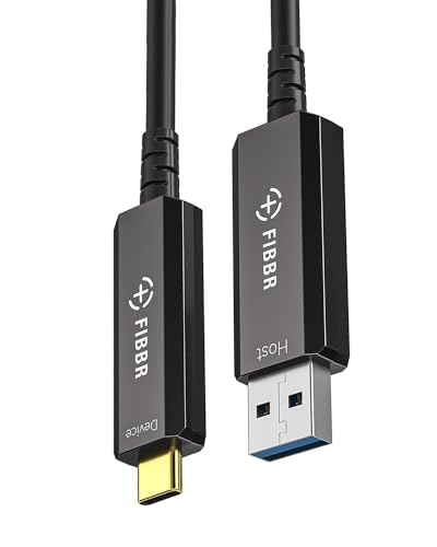 FIBBR Glasfaser USB A auf USB C Kabel 10M, 10Gbps Datenfernübertragung USB 3.2 AOC für VR/AR, Webcam, Kamera, Laptop, Mini-PC, Drucker und Mehr von FIBBR