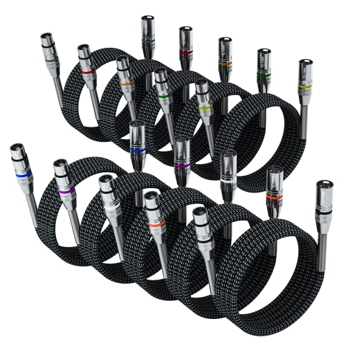 FIBBR XLR Kabel 3m-10 Pack, Mikrofonkabel Nylongeflecht XLR Stecker auf Buchse strapazierfähiges symmetrisches Mikrofonkabel kompatibel mit Vorverstärkern/Lautsprechersystemen und mehr von FIBBR