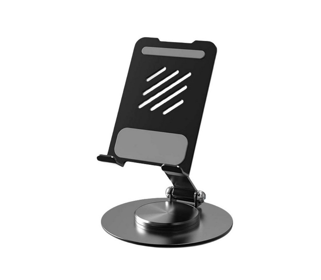 FIDDY Metall-360-Grad-Drehklapp-Desktop-Handy-Tablet-Ständer Smartphone-Halterung, (1-tlg., Verdicktes Metall, vierseitige Basis, verstärkte Stützstange) von FIDDY