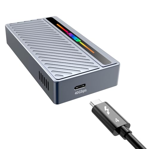 FIDECO 40Gbps M.2 NVMe SSD Gehäuse, USB4.0 NVMe SSD-Gehäuse, Aluminiumlegierung Gehäuse mit RGB-Licht und PWM-Lüfter, unterstützt UASP und Trim, kompatibel mit Thunderbolt 4/3, USB4/3.2/3.1/3.0 von FIDECO