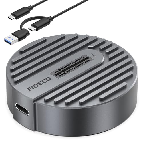 FIDECO M.2 NVME SATA SSD Docking Station, USB 3.2 Gen 2 10Gbps SSD Gehäuse, Aluminium NVMe Gehäuse mit Kühlkissen für NVMe SATA SSD M-Key/M&B Key in 2280/2242/2230/2260 von FIDECO