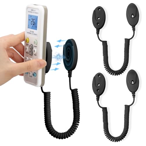 2er-Pack Magnetische Fernbedienungshalter mit Federseilen - Sicherer Halt für Fernbedienungen und kleine Gegenstände, Wandmontage mit Kleber(Schwarz 70 Zoll, 2er-Pack) von FIDWALL
