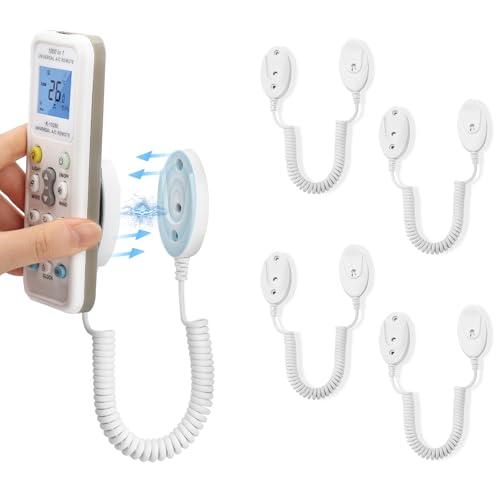 4er-Pack Magnetische Fernbedienungshalter mit Federseilen - Sicherer Halt für Fernbedienungen und kleine Gegenstände, Wandmontage mit Kleber, Anti-Verlust(Weiß 43 Zoll, 4er Pack) von FIDWALL