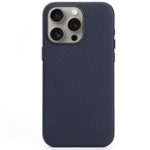 FIDWALL Leder Case für iPhone 15 Pro Max mit Magsafe,Echtes Leder (Mitternachtsblau) von FIDWALL
