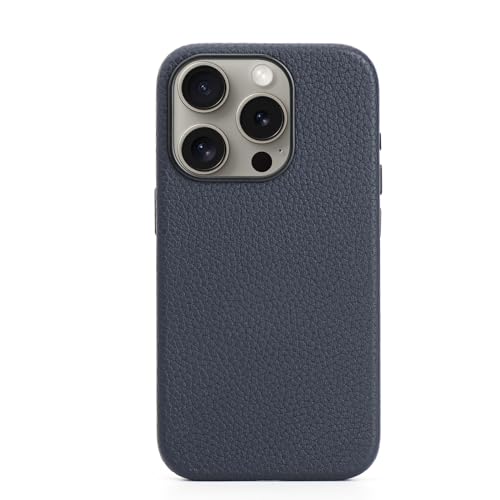 FIDWALL Leder Case für iPhone 15 Pro mit Magsafe,Echtes Leder (Mitternachtsblau) von FIDWALL