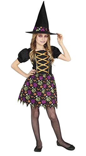 FIESTAS GUIRCA Modernes Hexenkostüm - Hexenkleid mit coolem Halloween Druckmuster und Hexenhut für Mädchen 5–6 Jahre FIESTAS GUIRCA Modernes Hexenkostüm - Hexenkleid mit coolem Halloween Druckmuster und Hexenhut für Mädchen 5–6 Jahre von FIESTAS GUIRCA