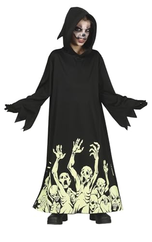 FIESTAS GUIRCA Sensenmann Kostüm Glow in the Dark - Schwarze Tunika mit Skeletten und Kapuze für Kinder von 5-6 Jahren FIESTAS GUIRCA Sensenmann Kostüm Glow in the Dark - Schwarze Tunika mit Skeletten und Kapuze für Kinder von 5-6 Jahren von FIESTAS GUIRCA